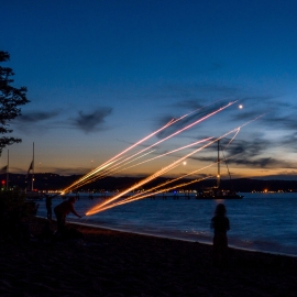 Fireworks at the Traverse City Beach by Photographer Thomas Kachadurian