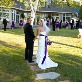Bride and Groom at Crystal Lake Home by Traverse City Wedding Photographer Thomas Kachadurian