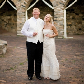 Wedding couple in the Queens Court at Castle Farms by Traverse City Wedding Photographer Thomas Kachadurian